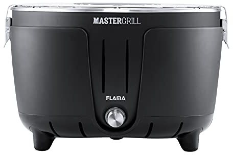 Flama Parrilla Barbacoa Mastergrill Negra 4005FL, Parrilla Carbón Vegetal, Ventilación Regulable, Baja Emisión de Humos, Rejilla de Acero, Desmontable y fácil de transportar