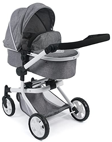 Bayer Chic 2000 - Puppenwagen Mika, 2in1 Kombipuppenwagen für Kinder von 4 bis 8 Jahren, Jeans grau