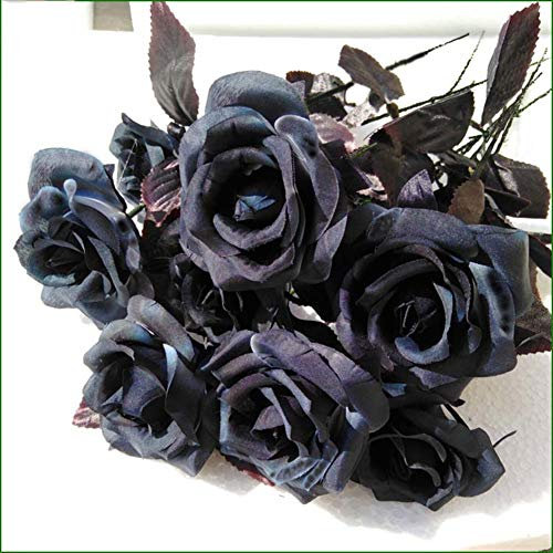 Onsinic Bouquets De Rose Artificielle d'halloween Faux De La Soie Faux De La Soie Fleurs avec Feuille pour La Maison De Mariage Fête De La Saint-Valentin