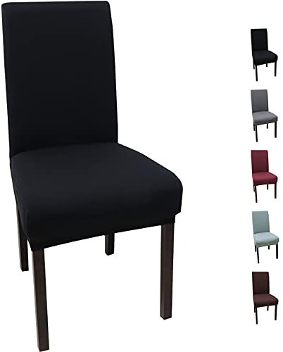 YUNSHANGHE Copertura della Sedia 4 Pezzi, Estraibile Lavabile Elastica Coprisedie con Schienale, Resistente e Facile da Pulire, Fodere per sedie in Spandex per Hotel Sala da Pranzo Wedding (Nero)
