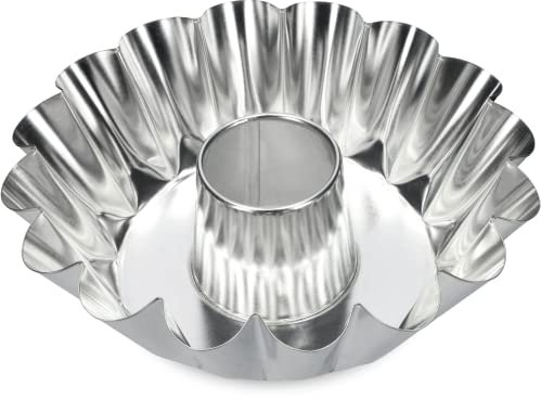 KADAX Gugelhupfform, forma di torta fatta di lamiera zincata, teglia ondulata alta, mescolando la forma della torta per torta e torta al cioccolato, forma di ghirlanda (25 cm, argento)