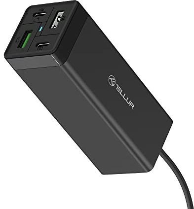 TELLUR PDHC2 Chargeur USB C Rapide 65W Chargeur Rapide USB C PC Portable, Station de Charge 4 Ports Compatible MacBook Pro/Air, USB-C PC Portable 65W, iPhone 14/13/12 Pro/Pro Max, Samsung Galaxy S