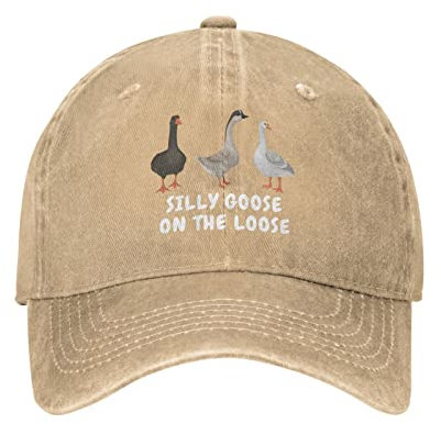 Lustiger Gänsehut, alberne Gans auf der lockeren Trucker-Mütze, Damen, Vintage-Mesh-Kappe für den Sommer, Silly Goose Natural, Einheitsgröße