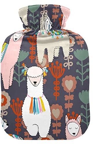 Wärmflasche mit weichem Samtbezug, Alpaka-Wärmbeutel zur Schmerzlinderung, heiße und kalte Kompresse, Körperbettwärmer, 1 l