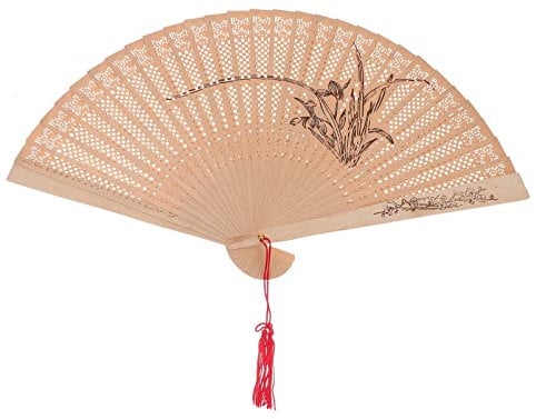 Healifty Sandelholz-Faltfächer 1 Stück – Chinesischer/Japanischer Handfächer Im Retro-Stil Für Frauen Und Mädchen, Faltbarer Handfächer Für Hochzeitstanzparty (Orchidee)