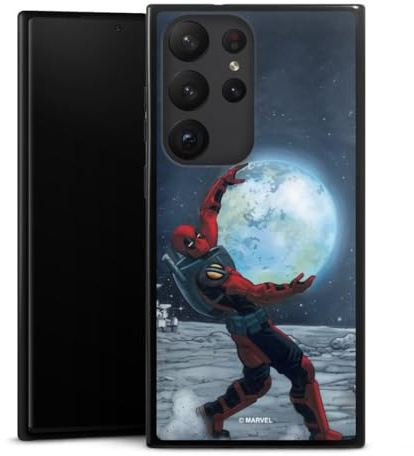 Silikon Hülle kompatibel mit Samsung Galaxy S23 Ultra Case schwarz Handyhülle Deadpool Mond Marvel