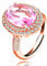 Uloveido Rose Gold Plated Adjustable Created Pink Toumaline Rings, Big Oval Stone Solitaire Engagement Rings for Her Y664 (Pink, Rose Gold)