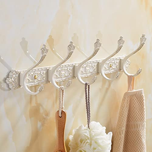 dcIustfHE Montaje de Pared de Rejilla Dorada Y Blanca, Rejillas de Pelaje Detrás de la Puerta, Estante de Ganchos de Pared para Baño, Dormitorio, Entrada/B/5 Hooks