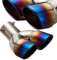 Blueshyhall Auspuffblende Doppelrohr 60mm, Schalldämpfer Auto Gebogen, Gebacken Blau Oval Gebogenes Edelstahl Endroh