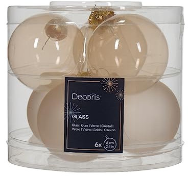 Weihnachtskugeln Glas 6cm x 6 Stück Christbaumkugeln Set Perle Champagner transparent