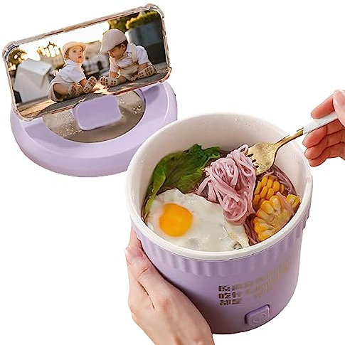 Multifunctional Mini Electric Cooker, Noodle Pot, Electric Hot Pot, All-in-1 Multikocher, 1L Capacity Portable Pot Cooker Ramen Pot, Mini Ramen Cooker, Electric Pot