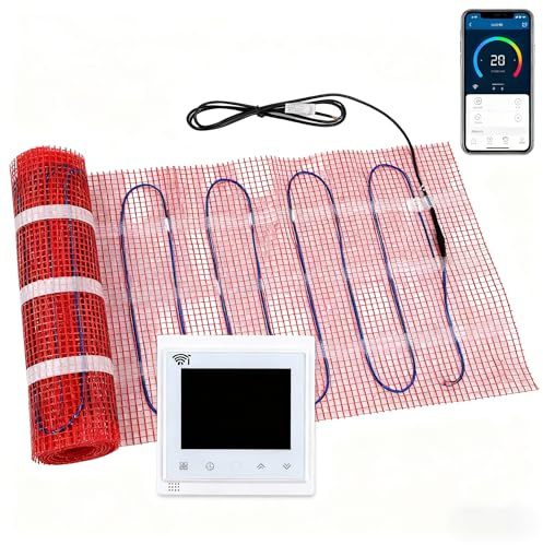 Alfombra Calefactora para Suelo Radiante Eléctrico WiFi 6m² 220V Control Inteligente con Sensor de Termostato