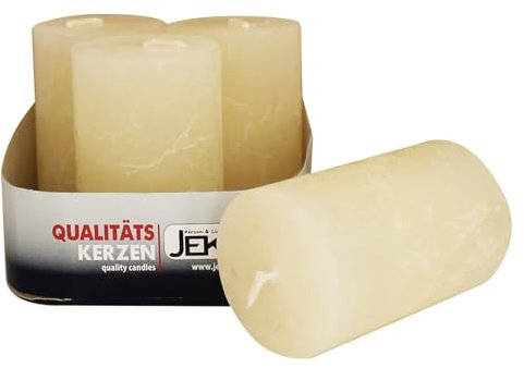 Jeka Kerzen GmbH 6er Pack Ebersbacher rustikale Stumpenkerzen, Creme, (Ø x H) 50 x 80 mm (6 x 4 Stück)