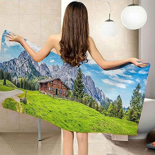 Microfaser Handtücher Strandtuch Badetuch 90 X 180 cm,Leichte Mikrofaser Handtuch Strandhandtuch Für Damen Herren Mädchen, Perfekt Für Strand Reise Sport Sauna Yoga Waldvillenlandschaft Im Euro -8Y7F