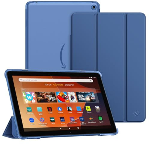 Fintie Hülle für Amazon Fire HD 10 Tablet 13. Generation 2023, Ultradünn Schutzhülle mit Translucent Rückseite Case mit Auto Schlaf/Wach Funktion, Blau