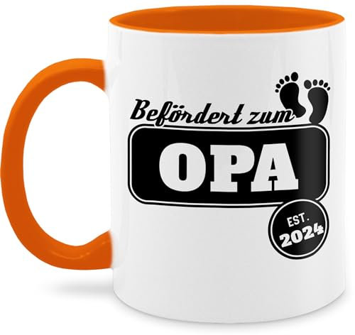 Tasse Tassen 325ml - Großvater - Befördert zum Opa est. 2025-325 ml - Orange - geschenk werden opa-tasse opas kaffeetasse geworden für grossvater opa, bald mug geschenke werdende opi