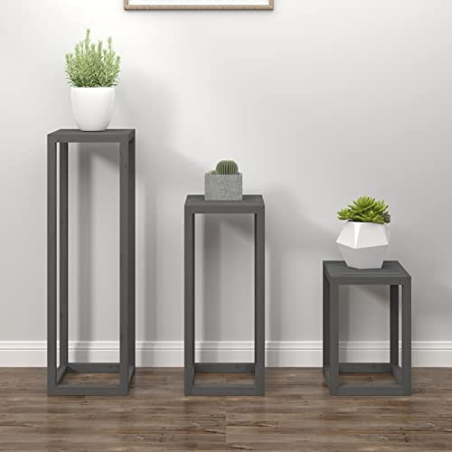 Generisch pflanzenständer3 STÜCK. Pflanzenständer-Set, Blumenständer, Pflanzenregal, Blumenregal, Pflanzentreppe, Blumentreppe, Regalpflanzen, graues massives Kiefernholz