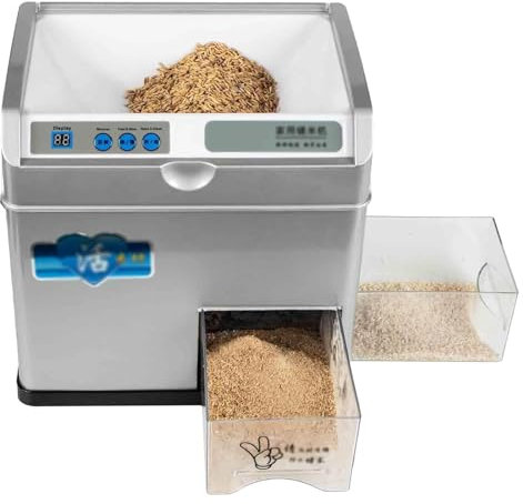 MIDUOLAI Automatic Rice Milling Hulling Machine, Wheat Cereals Peeling Sheller Huller, Rice Husker Sheller Grinder, for Light Brown Rice, Germ Rice, Lightly Milled Rice,Silver