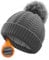 FORVEVO Mütze Damen Winter,Warme Wintermütze mit Fleece Futter,Thermo Bommelmütze Mädchen,Beanie Abnehmbarem Pom Pom für Outdoor Skifahren(HellGrau)