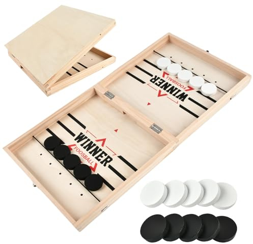 Tischhockey Holz, Tischfußball-Gewinnerspiel Fast Sling Puck Game Spiel Zwei Spieler Hockey Brettspiel Eishockey Spiel Katapult Schach