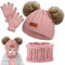 Hyran Kinder-Set Mit Mütze, Baby Mütze Schal Set, Kinder Wintermütze, Winter 3Pc Set Schal Handschuhe Mütze Set, Bonnet Enfant Hiver avec Pompon, Weiche Pom-Pom Mütze