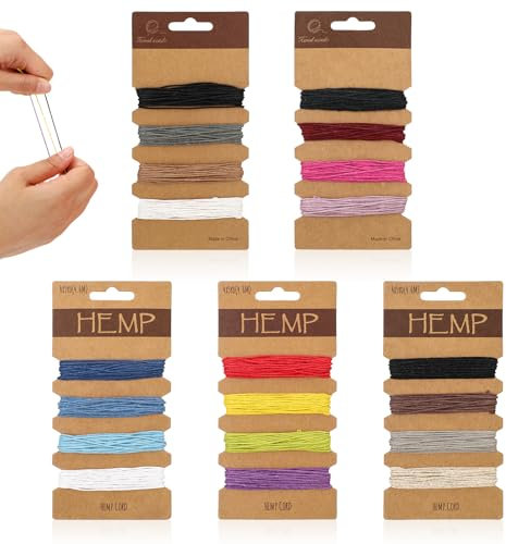 20 Farben Makramee Garn 1mm, Schnur für Armbänder Gewachste Baumwollschnur Band für Armbänder Natürliche Flachs Schnur Bänder für Armbänder Armband Schnur für Armbänder Herstellung Schmuckherstellung