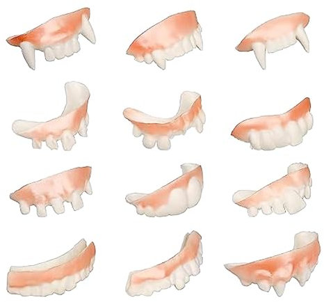12 Stück Knorrige Zähne Lustige Künstliche Zähne, Gruselige Gefälschte Halloween Vampirzähne, Hässliche Und Lustige Knifflige Zahnprothesen Geeignet Für Halloween Kostümpartys Für Erwachsene