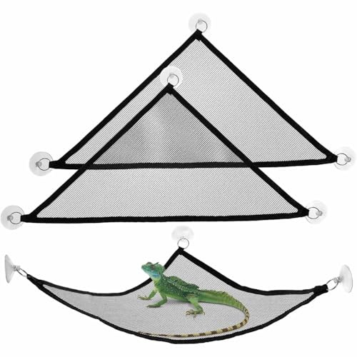 3 Stück Mesh-Reptilien-Hängematten, Liegeleiter-Zubehörnetz, Reptilien-Hängematten-Liegen, Reptilien-Eidechsen-Schlangen-Hängematte, Mesh Terrarium Hängematte, für Große und Kleine Bartagamen