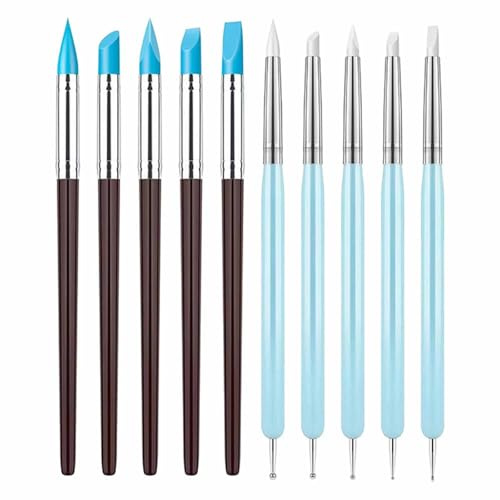 10 PCS Silicone Polymer Clay Sculpting Tool Pen Rubber Tip Color Shaping Wipe Out Carving Pen Brush Modeling Dotting Tool Pottery Craft