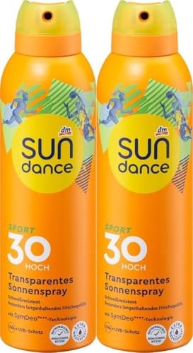 Sundance Transparentes Sonnenspray LSF 30 Sport plus - Besonders lang anhaltendes Frische Gefühl Cooling Effekt für die erhitzte Haut Schweißressistent extra wasserfest. 2 X 200ml + Purlife Sticker