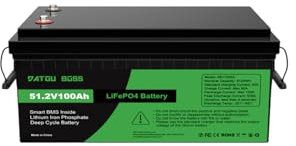 DATOUBOSS Batería de Litio 100Ah 48V,Batería 100Ah 48V LiFePO4,Batería LiFePO4 Grado A Células, 100A BMS 15000+Cycles Batería de Litio de Ciclo Profundo MAX 5120W Solar, RV, Off-Grid.