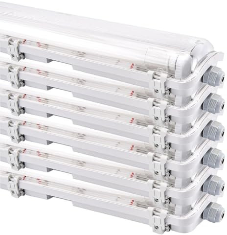 NCC-Licht 6 x LED Feuchtraumleuchte Eco Wannenleuchte 150cm 2 x 22W T8 Röhre 4400lm Neutralweiß 4000K IP65