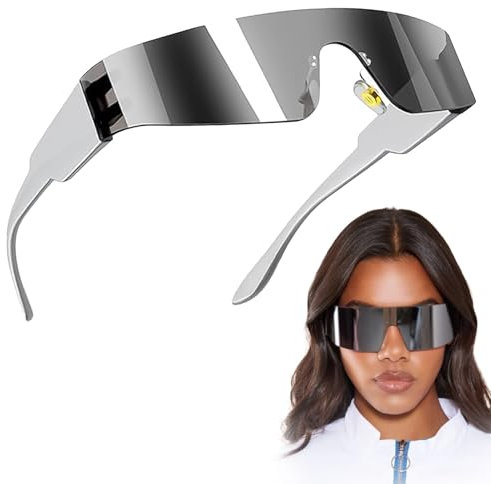 Jocanova Futuristische Sonnenbrille,Techno Brille,Schnelle Brille,Space Brille Alien Brille set,Halloween Brillen,Futuristische Verspiegelte Sonnenbrille,Funbrille,Partybrille,Cosplay Kostüm Zubehör