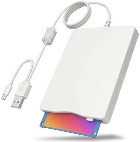 Wbacon Floppy Disk Reader, 3.5 inch External Floppy Disk Drive with USB Type-C, Portable FDD Floppy Disk Drive for Laptop PC Windows 11/10/8/7/2000/XP