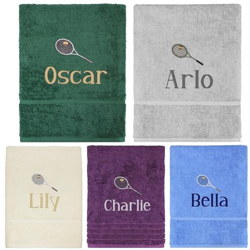 TeddyT's Personalised Tennis Embroidered Design Hand Towel (Bottle Green)