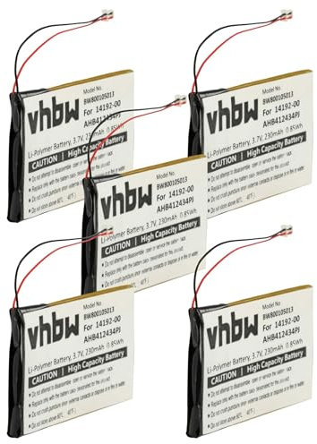 vhbw 5X Akku kompatibel mit Jabra Pro 9450, 9400, 9465, 9400SH, 9460, 9450SH, 9470 Wireless Headset Kopfhörer (230 mAh, 3,7 V, Li-Polymer)