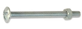 10 Boulons Poeliers Zingués diamètre 6,0 mm - Longueur 80 mm - Diamètre 6 mm