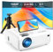 Smart Beamer【Elektrische Keystone 6D/4P】 VOPLLS Elektrische Fokus 25000 Lumen Beamer 4K Unterstützt, WiFi6 Bluetooth Full HD 1080P Video Beamer Heimkino/Outdoor Projektor für Handy/Laptop