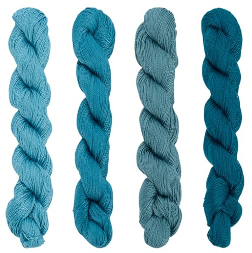 FREEBLOSS 4 Stück Sashiko Garn Sashiko Strang 4 x 100 m | Stickgarn Aus Reiner Baumwolle Für Japanische Nähgarne Quilt Und Stick Nähset Zubehör 4 Blaue Themenfarben
