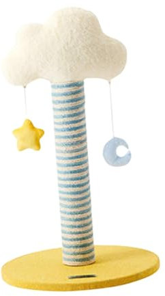 Arbre à chat avec griffoir et jouets suspendus – Tour d'escalade pour chats d'intérieur avec interrupteur nuage, étoiles, lune et balle de jeu