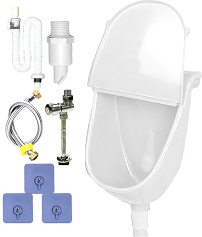 Qkbuza Orinatoio da Muro per Uomo | Orinatoio da Garage a Parete con Sciacquo - Servizio Igienico da Bagno Antigoccia Regolabile con Tubo per Campeggio Dormitorio Veicolo Cortile e Garage