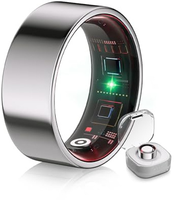 IUHFSIFS 6.0 Smart Ring & Inklusive Ladefach【Branchen Nr.1 – 0 Messfehler】 2025 Fitness Tracker für Sleep Tracking Wearable, SpO2, Smartring für Android & iOS Silver 12#