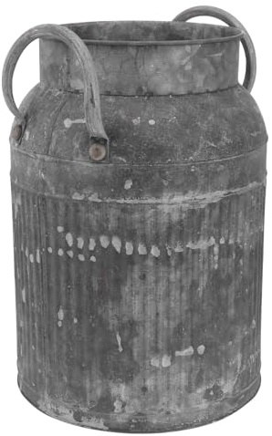 FIXOSHEE Vintage Planting Bucket Flower Pot Made of Synthetic Material, Decorative Retro Plant Container for Table Centrepiece and Dining Room, Sturdy Design with Classic Style