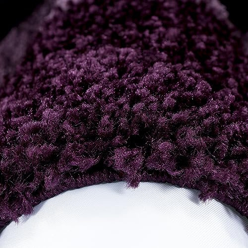 KADIMA DESIGN Wohnzimmerteppich Hochflor Bordüre Klassisch Samtweich Waschbar Strapazierfähig Robust 30mm Flor Violett 100x200 cm Esszimmer Wohnzimmer Fußbodenheizung geeignet Oeko-TEX | RHEIN