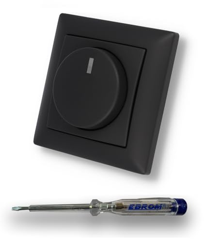 EBROM SET IDEE: REV Ritter ET1 66012B LED Dimmer + Dimmer Disc in BalanceSi -915 Matte Black + Single Frame + EBROM Phase Tester for Mounting the Dimmer