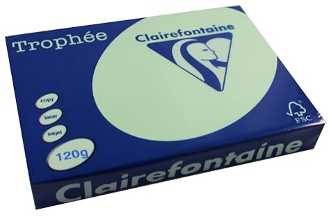Clairefontaine 1216C - Ries Druckerpapier / Kopierpapier Trophee, intensive Farben, DIN A4, 120g, 250 Blatt, Grün, 1 Ries