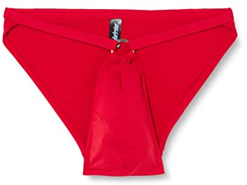 Blueline Men's Microfiber Pouch Bikini, Red, Small/Medium