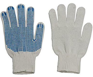 Xclou Arbeitshandschuhe, weiße Innenseite mit blauen Gumminoppen, Handschuhe für Arbeitsschutz, Fingerschutz, Größe 10 (XL), grün