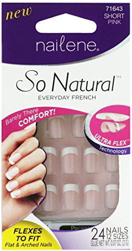 Nailene So Natural Ultra Flex Pink French Short Nails, 28 nails