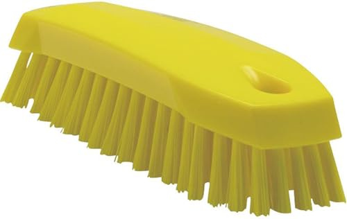 Vikan 35876 Hand-Held Scrub Brush, Polypropylene, Polyester Bristle, 7, Yellow